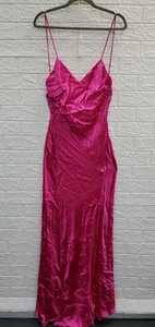 NEW Mango Side Slit Satin Dress - Pink Size 6 - Picture 1 of 6