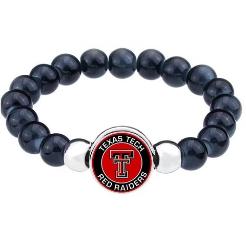 Texas Tech University Red Raiders Womens Mens Black Bead Chain Bracelet Gift D1 Cover