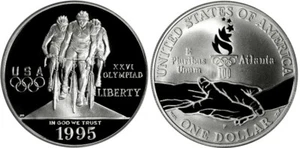 (1) 1995 P Olympic Cycling $1 Commemorative Proof Silver Dollar (CAPSULE ONLY) - Picture 1 of 3