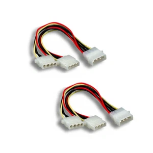 2pc 4-pin Molex Male to Y-Splitter 2X 4 Pin Molex Female IDE Power Cable Adapter - Picture 1 of 2