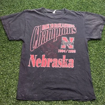 VTG 90s Nebraska Cornhuskers T Shirt Adult L National Championship Shirt USA Mad - Image 1 of 4