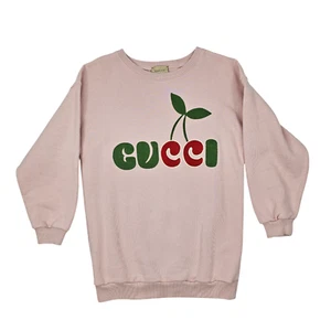 Gucci Girls Pink Cotton Embroidered Cherry Logo Sweatshirt Age 8 Years - Picture 1 of 6