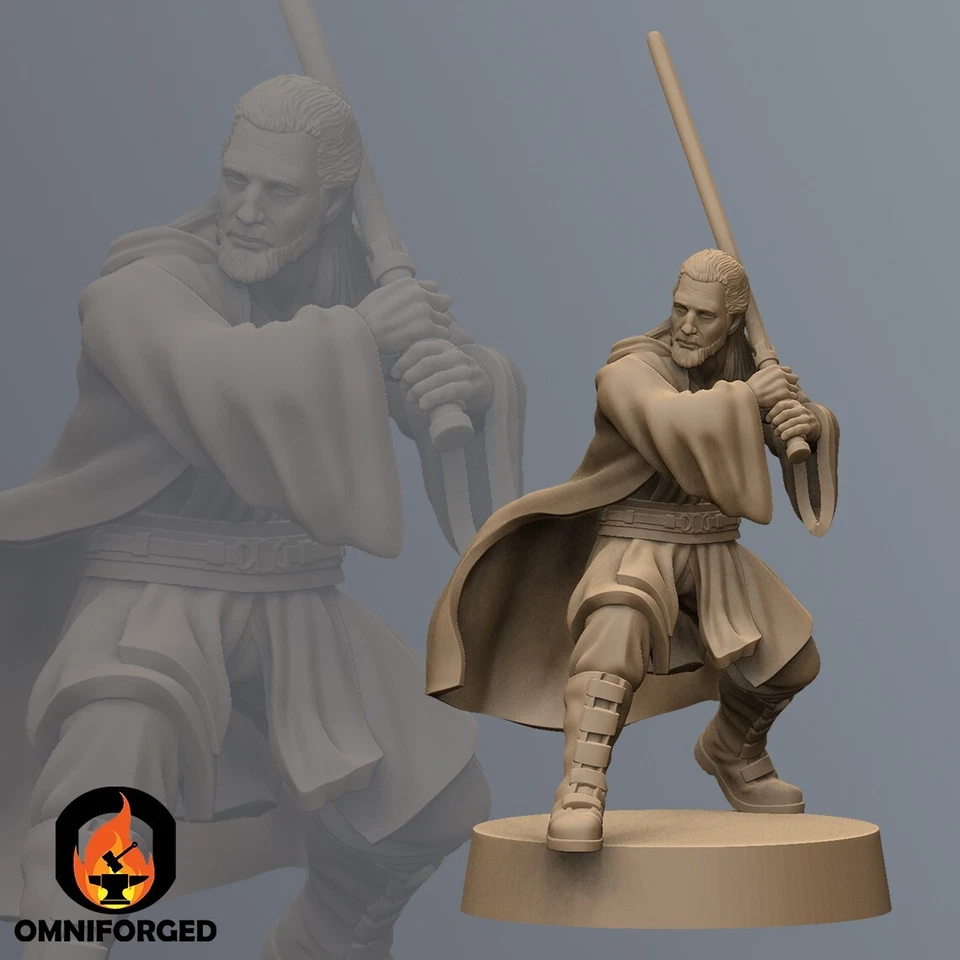 Star Wars Legion Qui-Gon Jinn Jedi Master Miniature 3D Printed Resin Mini Proxy - Image 1 of 1