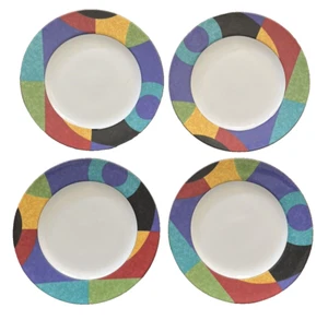 Set 12 Mikasa California Currents Dinner Plates Geometric Bauhaus Postmodern - Picture 1 of 6