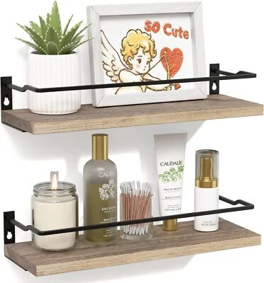 RICHER HOUSE Bathroom Shelves, Guard-Rail Floating Shelves for Wall, Wall Mounted Shelves Set