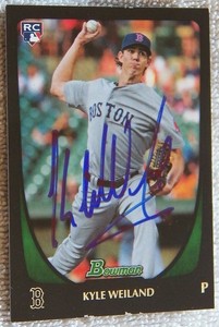 Boston Red Sox Kyle Weiland Signed 2011 Bowman Rookie Card Auto