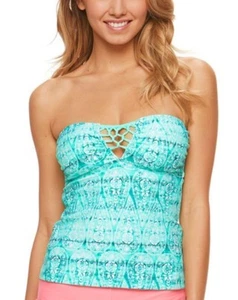 SO Mint Crochet Bandeau Halter Swim Tankini Top Juniors' XS,M #2104 - Picture 1 of 3