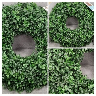 Martha Stewart BOXWOOD TOPIARY WREATH FERN ROUND artificial UV X-Large 24" NEW - Image 1 of 4