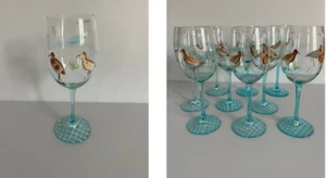 Pier 1 ~ Sandpiper Bird Stemmed Wine Glass Hand Painted ~ SOLD INDIVIDUALLY - Picture 1 of 14