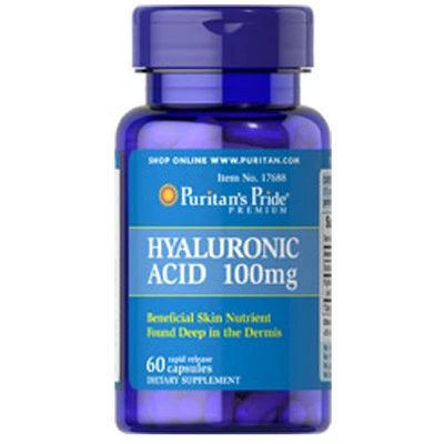 Hyaluronic Acid 100 mg-60 Capsules  (as Sodium Hyaluronate) Puritan's Pride  - Image 1 of 2