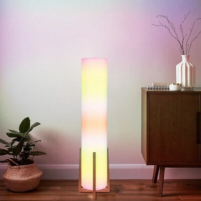 Fabric Lantern Floor lamp, 48 Inch Tall Lamp with Wood Frame Living Rooms Office - Image 1 of 4