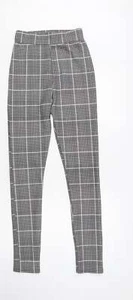 PRETTYLITTLETHING Womens Grey Plaid Polyester Blend Jegging Size 4 L32 in - Picture 1 of 12