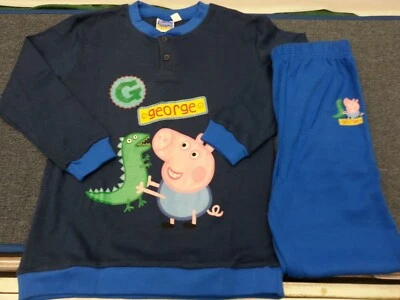 PEPPA PIG-PIGIAMA BAMBINO GEORGE & DINOSAURO 100%COTONE 7/8 ANNI BLU NAVY/ROYAL - Photo 1/3