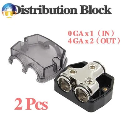 2Pc 0 AWG Gauge Connecting Block Distribution Block Output 0GAX2 2x0GA Fuse Box - Image 1 of 4