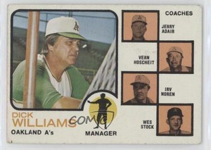 1973 Topps Dick Williams Jerry Adair Vern Hoscheit Irv Noren Wes Stock Rookie RC