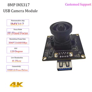 Módulo de cámara 4K 8MP IMX317 USB3.0 FF 120° gran angular sin distorsión UVC cámara web - Imagen 1 de 9