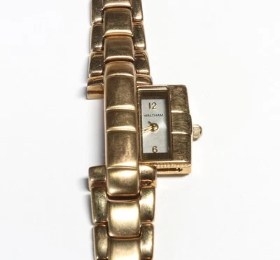 Vintage WALTHAM Slide Out Hidden Dial Gold Tone Ladies Quartz Watch - New Cell - Image 1 of 4