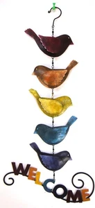 Blue Handworks Welcome Sign, Rainbow Birds Blue/Red/Gold - Picture 1 of 1