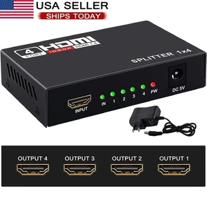 4 Port HDMI 4K Hub Multi Splitter & Amplifier For 3D HDTV 1080P 1X4 1 In 4 Out - Picture 1 of 8