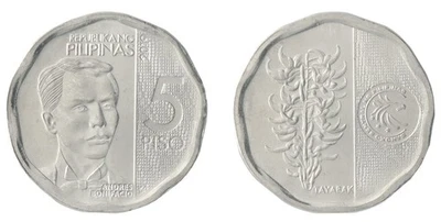 Philippines 5 Piso, 2017-2020, KM #302, Mint - Image 1 of 3