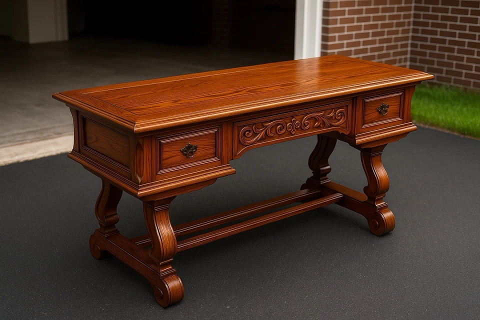 Mesa antigua Link Taylor bellamente restaurada de 3 cajones - multiusos Foto 1 de 2