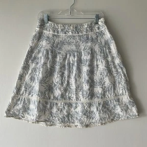 Ann Taylor Size 4 White Skirt Cotton Leaves Embroidered Eyelet Tiered Whimsical - Picture 1 of 8