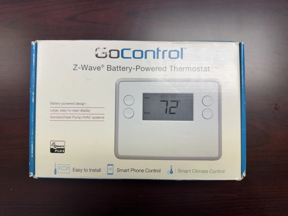 GoControl GC-TBZ48 Z-Wave Battery-Powered Thermostat - Smart Climate Control New - Image 1 of 4
