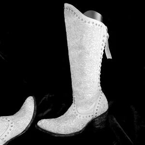 Old Gringo White Iced Bride Corset Boots Rare Find Sealed Protected Embroidery 8 - Picture 1 of 12