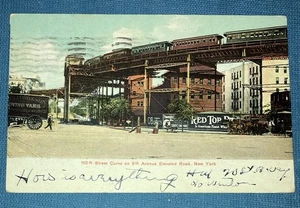 B25 1907 110th St Curve on 9th Elevated Railroad Manhattan, New York Postcard - Picture 1 of 2
