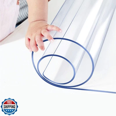 56" Square Clear Plastic Work Desk Top Cover Thick Crystal PVC Table Protecto - Image 1 of 4