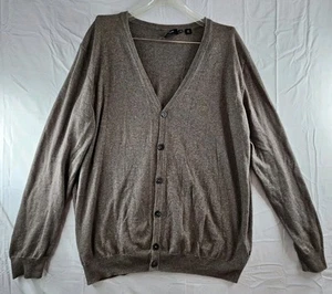Hugo Boss Cardigan Men's Sz 2XL Brown Wool Blend Lightweight Preppy Sweater XXL - Picture 1 of 19