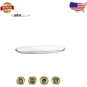 European Glass Tray - Long 16" Oval Serving Platter for Stylish Entertaining - Picture 1 of 3