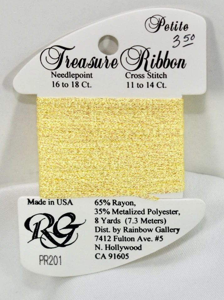 Rainbow Gallery Treasure Ribbon 8 yards metalized polyester/rayon PR201 yellow - Image 1 of 1