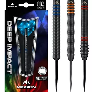 Mission Deep Impact Black Darts Set 21g 22g 23g 24g 25g 26g grams Steel Tip - Picture 1 of 4