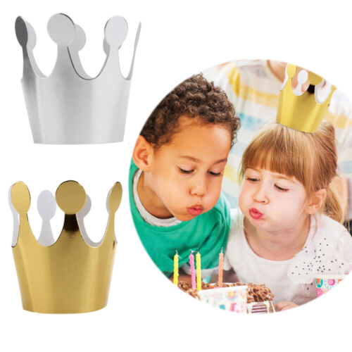 10pcs Golden Paper Crowns Set for Kids Birthday Party and Photo Props