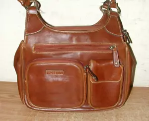BORSA A TRACOLLA DONNA VINTAGE ROSETTI VINILE MARRONE CON PIÙ SEZIONI - Foto 1 di 12