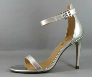 Krush Womens UK 7 EU 41 Silver High Heel Stiletto Ankle Strap Sandals Shoes - Picture 1 of 4