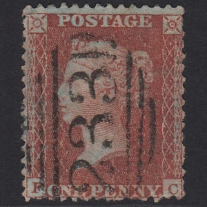 W35_15 GB QV 1855 1d RED-BROWN PLATE 19 SG24-C3(1) FC FU DARLINGTON 233 - Picture 1 of 2