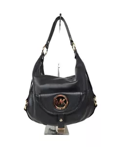 Michael Kors Black Leather Fulton Hobo Shoulder Bag Purse - Picture 1 of 9