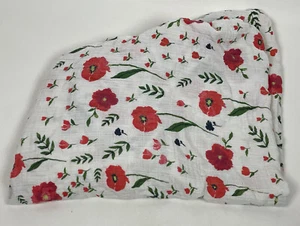 Little Unicorn Cotton Muslin Crib Fitted Sheet Standard Baby Red Flower Poppy - Picture 1 of 6