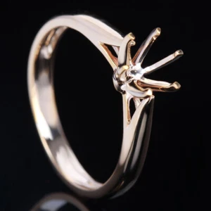 Massiver 10k Gelbgold Verlobungsring Halbmontage Ring Rund 6 mm Einstellung Feiner Schmuck - Bild 1 von 5