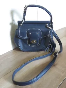 Coach Mini Willis marineblau Leder Umhängetasche Quaste Drehverschluss Hängeetikett LESEN - Bild 1 von 24