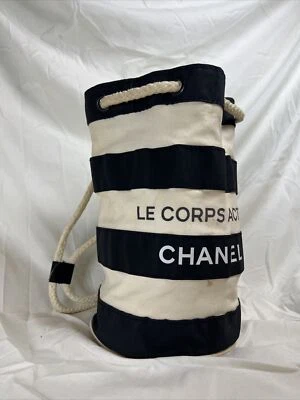 Bolso con cordón vintage Chanel Le Corps Actif negro/blanco #11984 Foto 1 de 4