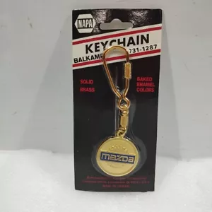 VTG MAZDA Keychain NOS Enamel On Solid Brass Key Ring Fob Brand New - Picture 1 of 7