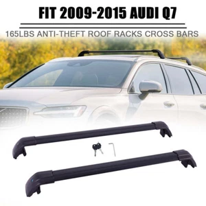 2Pc Fit for Audi Q7 2009-2015 Lockable Roof Rail Rack Carrier Cross Bar Crossbar - Picture 1 of 18