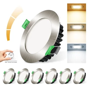 6x 10W LED Recessed Downlight Ultra Slim Ceiling Light Dimmable Flat Nickel Spot - Picture 1 of 9