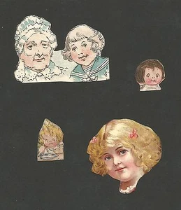 Four Little Heads Magzine Cutouts - Grandmother & Child + 3 More - Early 1900's - Picture 1 of 2