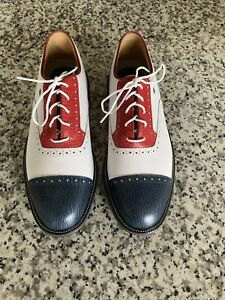 Footjoy New MyJoys Premiere Dryjoys Tarlow Mens 10M Red White & Blue Golf Shoes