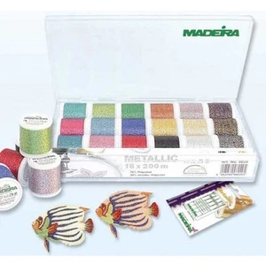 BOX SET 18 FILATI FILO MADEIRA METALLIC SUPERTWIST DA PER RICAMARE CUCIRE QUILT - Foto 1 di 1