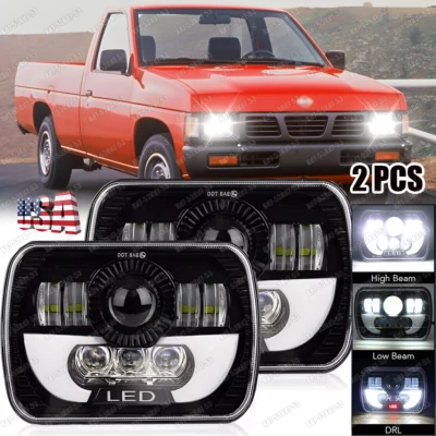 Par de faros LED 5x7" 7x6" haz alto/bajo DRL lámpara para camioneta Nissan carrocería dura D21 Foto 1 de 4